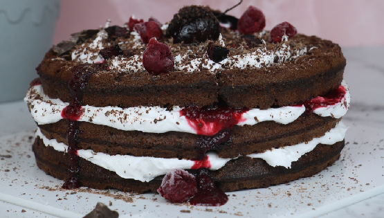 How to make Black Forest Brownie Waffle Cake
